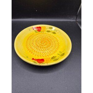 Hand-Painted Ceramic Grater Plate Yellow With Fruit Design 5.5 Inches